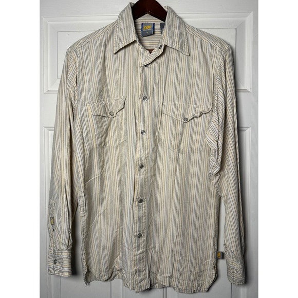 Alphanumeric Other - Alphanumeric Vintage Mens Long Sleeve Pearl Snap Shirt Striped Casual Size M
